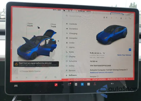 2023 Tesla Model Y z USA, uszkodzony, nr VIN 7SAYGDEE5PF632968